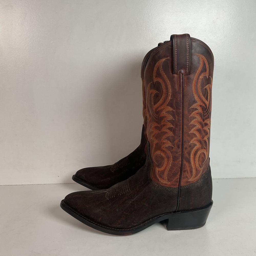 Tony Lama Men’s Vintage Chocolate Cowboy Boots 8.5 D USA Made Exotic - Picture 12 of 16